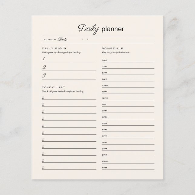 Sidan Daglig planerare (Framsida)