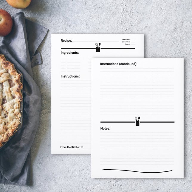 Sidan Minimalistisk mottagarkookbok (Minimalist Recipe Cookbook Page)