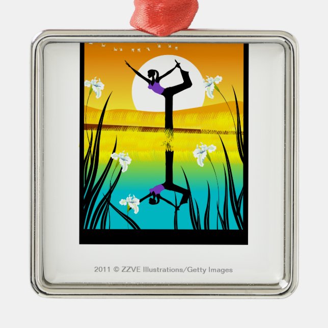 Sidan profilerar av en praktisera yoga för kvinna julgransprydnad metall (Framsidan)