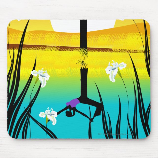 Sidan profilerar av en praktisera yoga för kvinna musmatta (Framsidan)