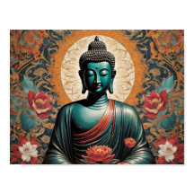 Siddarta Gautama Buddha i meditation med blommor