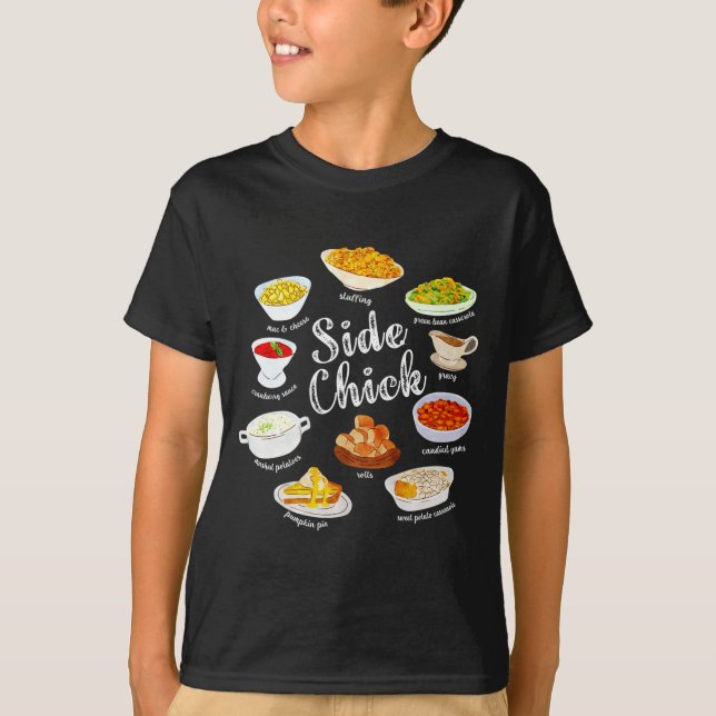 Side Chick,funny Thanksgiving Dishes Gift Tee Men  (Framsida)