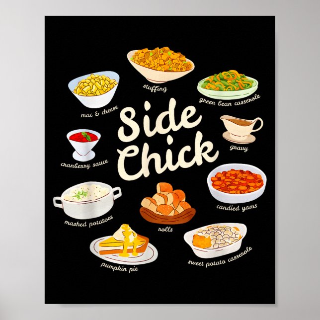 Side Chick Funny Thanksgiving Sides Retro Food Tha Poster (Framsidan)