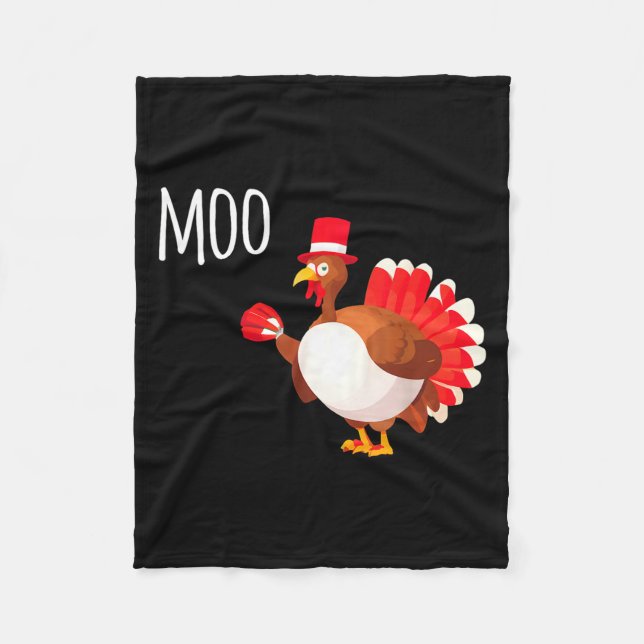 Side Eye Moo Turkey Funny Thanksgiving Autumn Fall Fleecefilt (Framsidan)