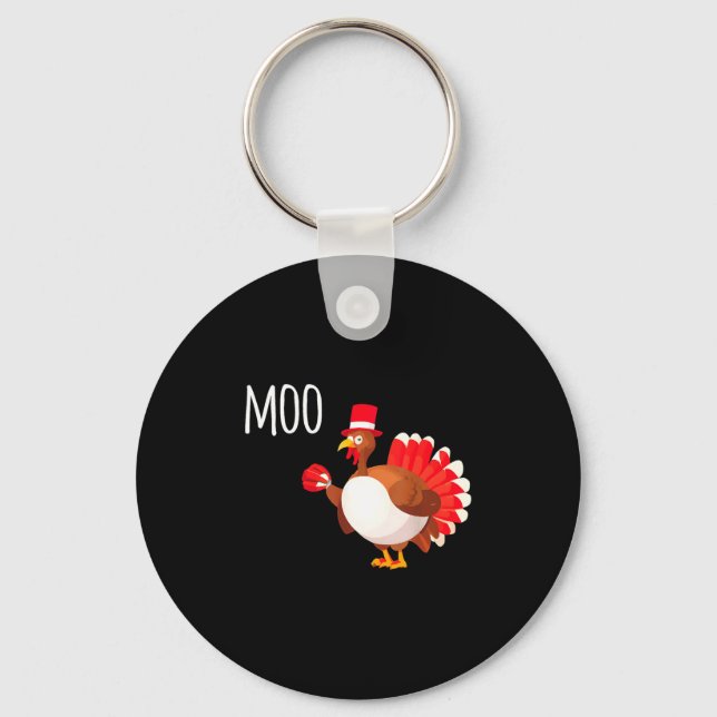 Side Eye Moo Turkey Funny Thanksgiving Autumn Fall Nyckelring (Framsida)
