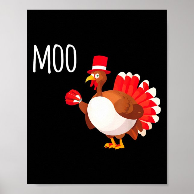 Side Eye Moo Turkey Funny Thanksgiving Autumn Fall Poster (Framsidan)