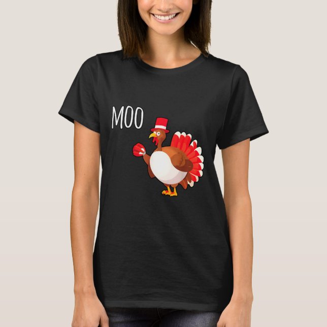Side Eye Moo Turkey Funny Thanksgiving Autumn Fall T Shirt (Framsida)