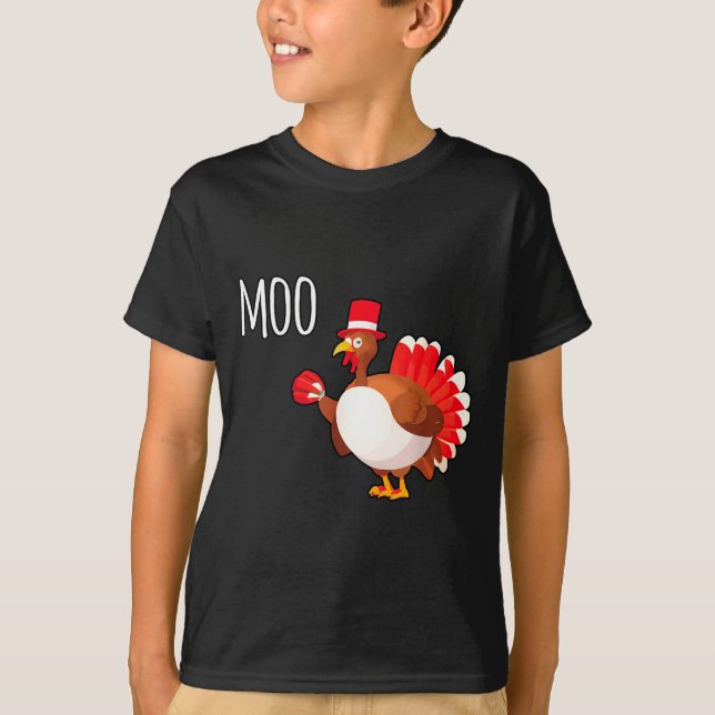 Side Eye Moo Turkey Funny Thanksgiving Autumn Fall T Shirt (Framsida)