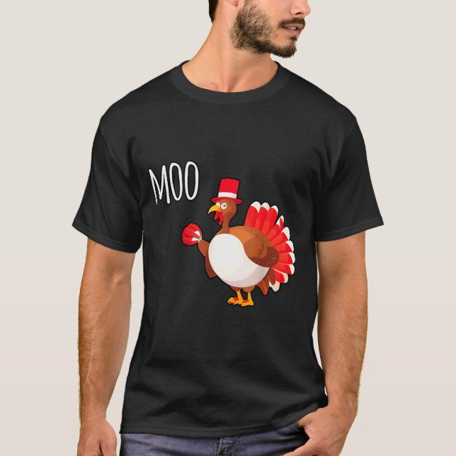 Side Eye Moo Turkey Funny Thanksgiving Autumn Fall T Shirt (Framsida)