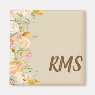 Side Gräns Blommigt Monogram Magnet