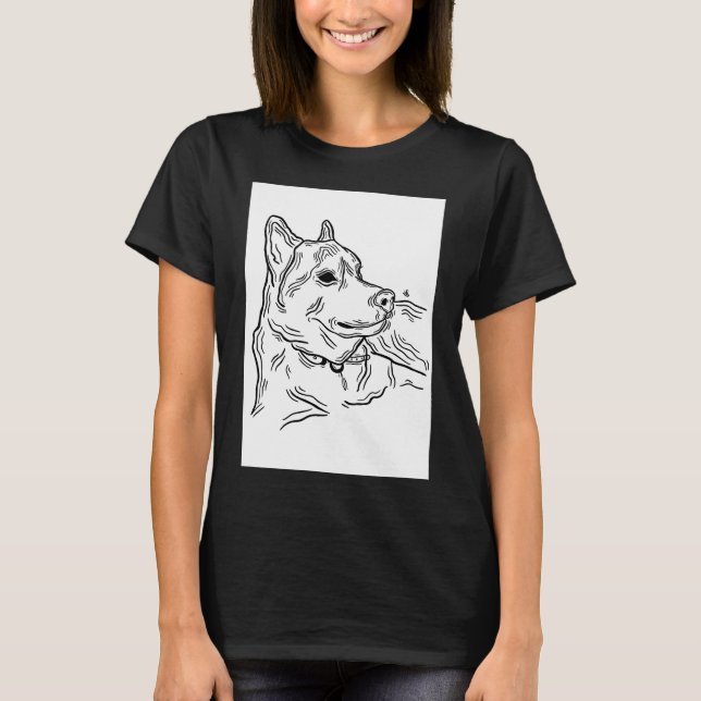Side Husky Illustration Animal Art Long T Shirt (Framsida)