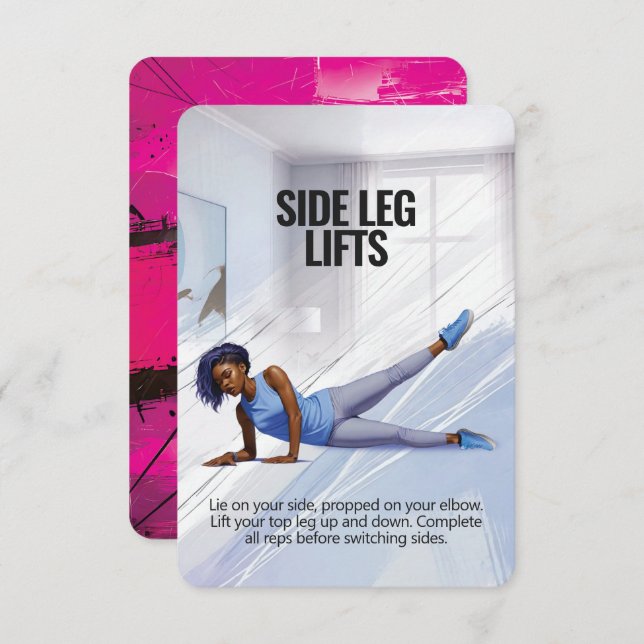 Side Leg Hiss Fitness Card med Rosa Backing Spara Datumet (Fram/baksida)