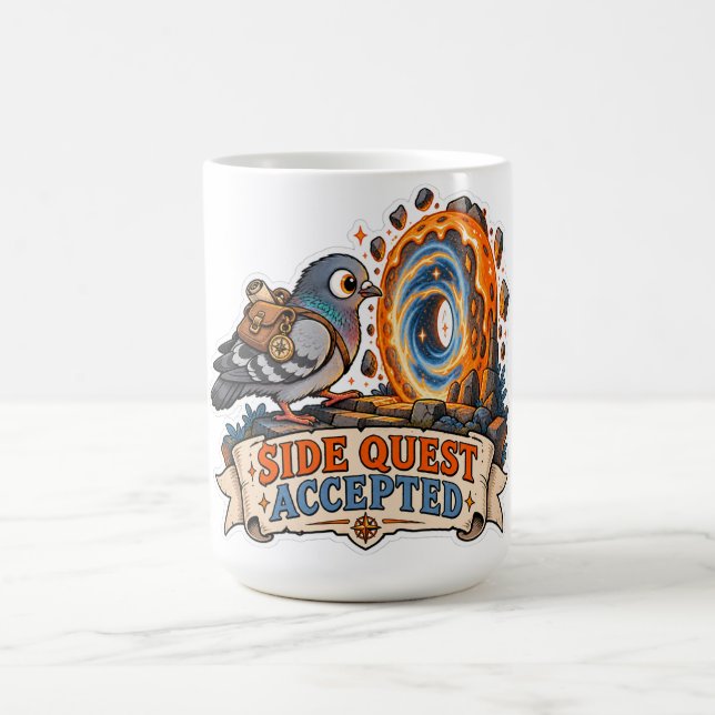 Side Quest Accepterad Rolig Duva Kaffemugg (Center)