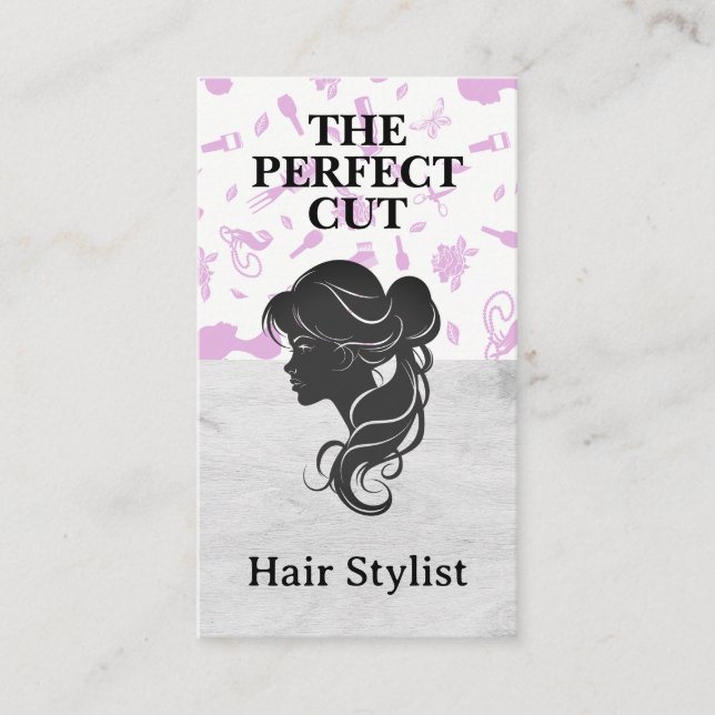 Side Silhouette Womans Hair Visitkort (Framsida)