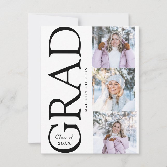 Side Typography Graduation 2026 3 Photo Party OSA Kort (Framsida)