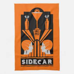 Sidecar Cocktail Art Deco Kökshandduk