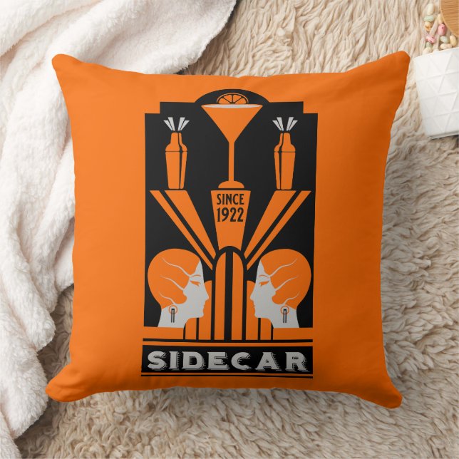 Sidecar Cocktail Art Deco Kudde (Filt)
