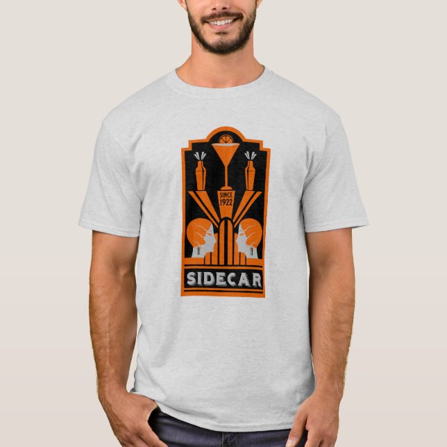 Sidecar Cocktail Art Deco T Shirt (Framsida)