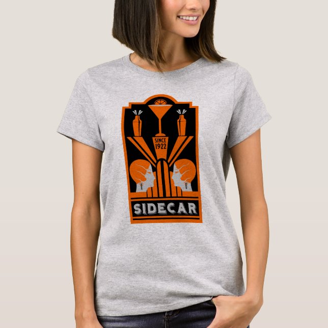 Sidecar Cocktail Art Deco T Shirt (Framsida)