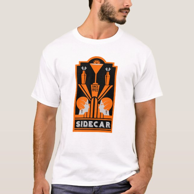 Sidecar Cocktail Art Deco T Shirt (Framsida)