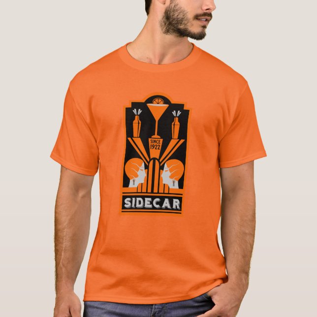 Sidecar Cocktail Art Deco T Shirt (Framsida)