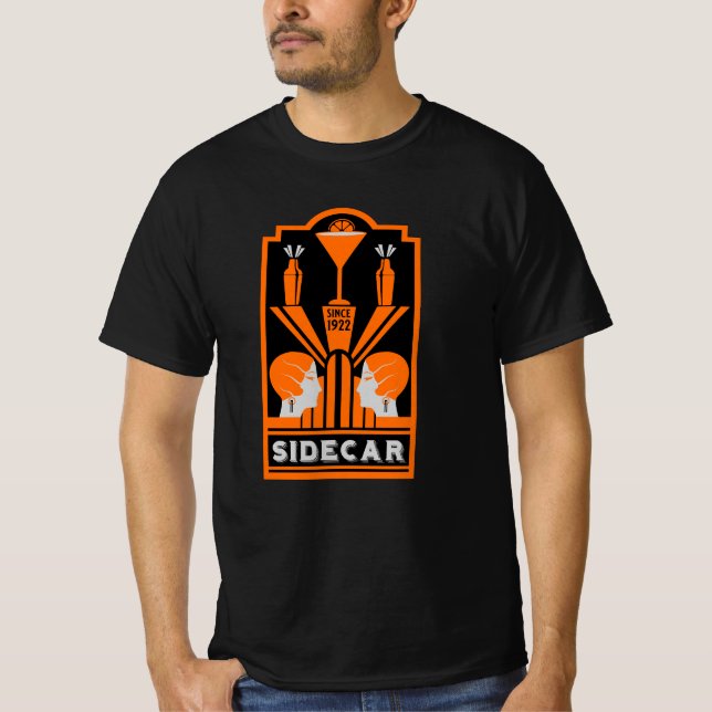 Sidecar Cocktail Art Deco T Shirt (Framsida)