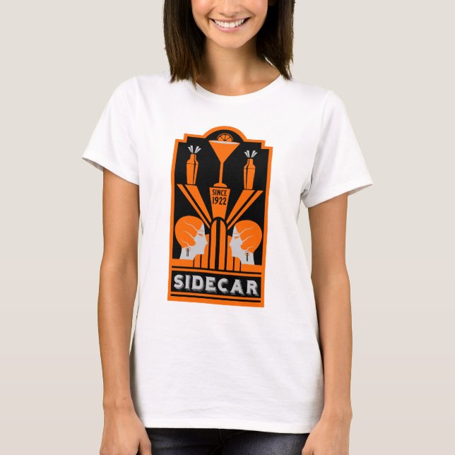 Sidecar Cocktail Art Deco T Shirt (Framsida)