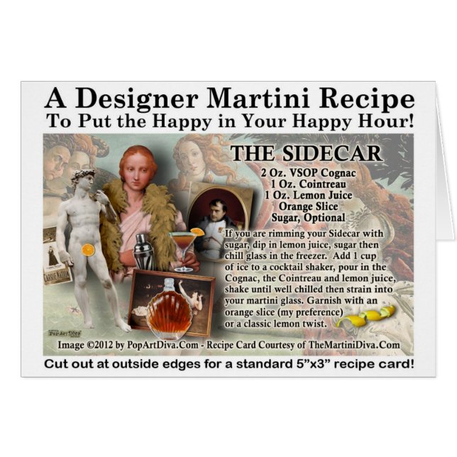Sidecar Cocktail Recept Greeting Card Hälsningskort (Framsidan Horizontal)