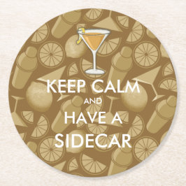 Sidecar cocktail underlägg papper rund