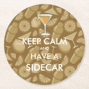 Sidecar cocktail underlägg papper rund