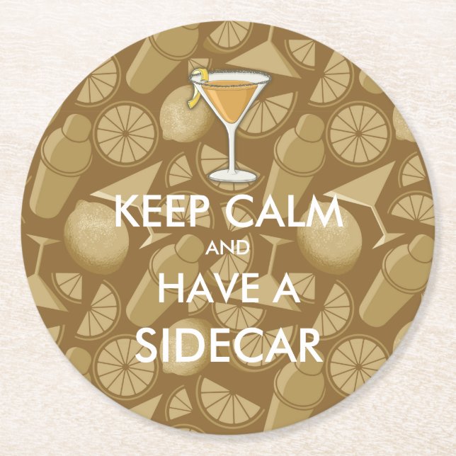 Sidecar cocktail underlägg papper rund (Framsidan)