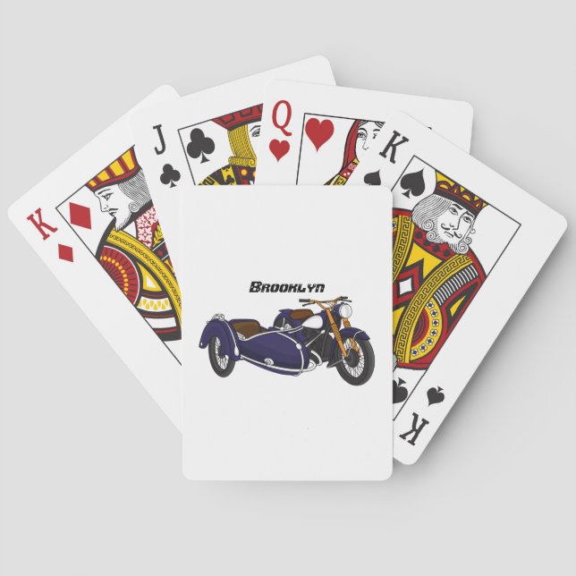 Sidecar lila motorcykelillustration casinokort (Baksidan)