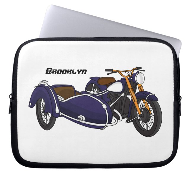 Sidecar lila motorcykelillustration laptop fodral (Framsidan)