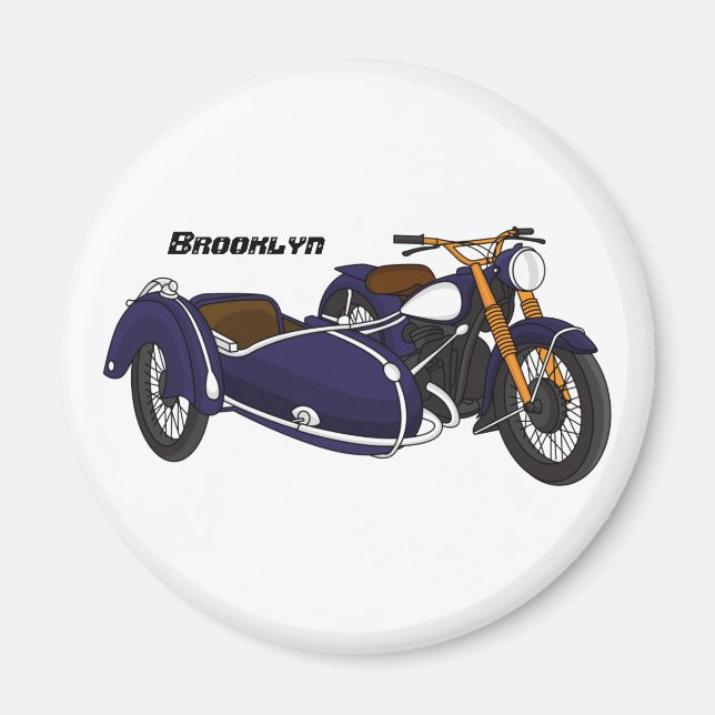 Sidecar lila motorcykelillustration magnet (Framsidan)