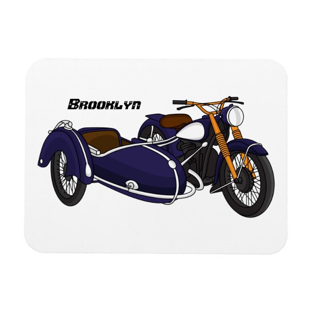 Sidecar lila motorcykelillustration magnet (Horisontell)
