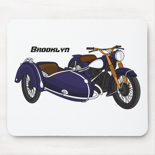 Sidecar lila motorcykelillustration musmatta (Framsidan)