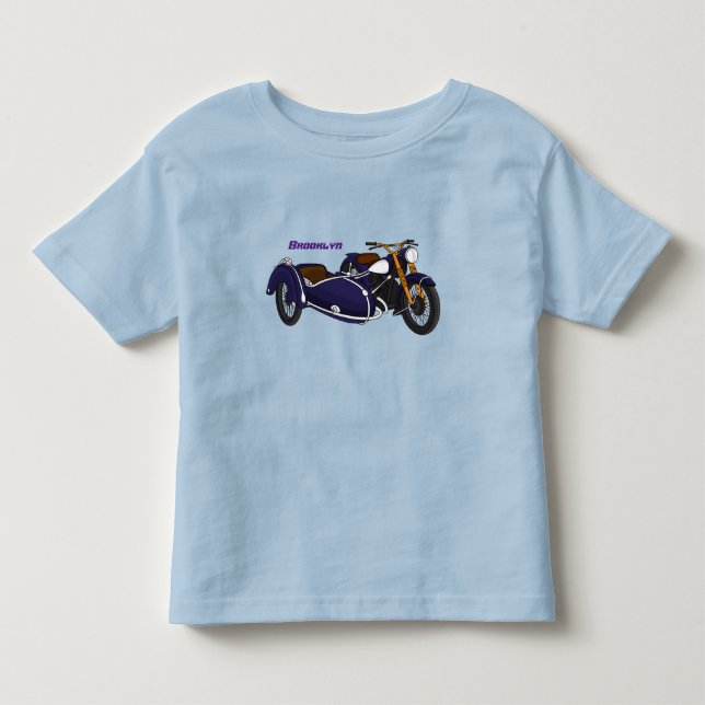 Sidecar lila motorcykelillustration t shirt (Framsida)