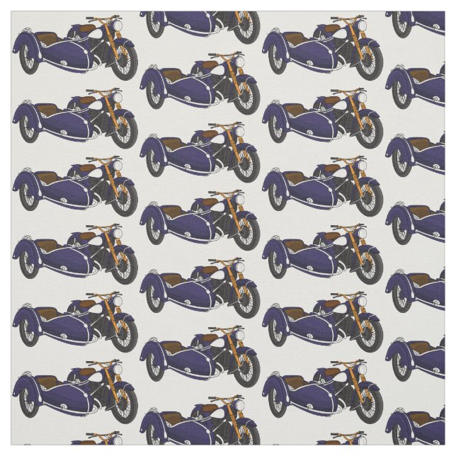 Sidecar lila motorcykelillustration tyg (Provkarta)