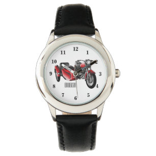 Sidecar-motorcykelns tecknad illustration armbandsur