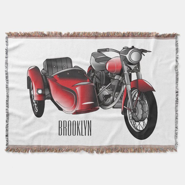 Sidecar-motorcykelns tecknad illustration filt (Framsidan)