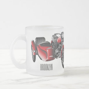 Sidecar-motorcykelns tecknad illustration frostad glasmugg