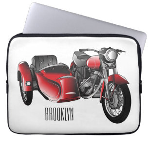 Sidecar-motorcykelns tecknad illustration laptop fodral