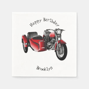 Sidecar-motorcykelns tecknad illustration pappersservett