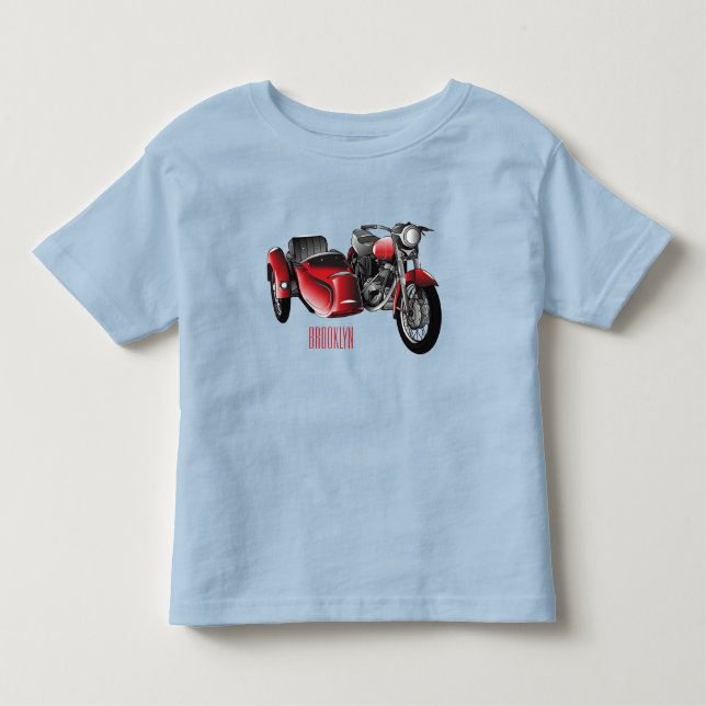 Sidecar-motorcykelns tecknad illustration t shirt (Framsida)
