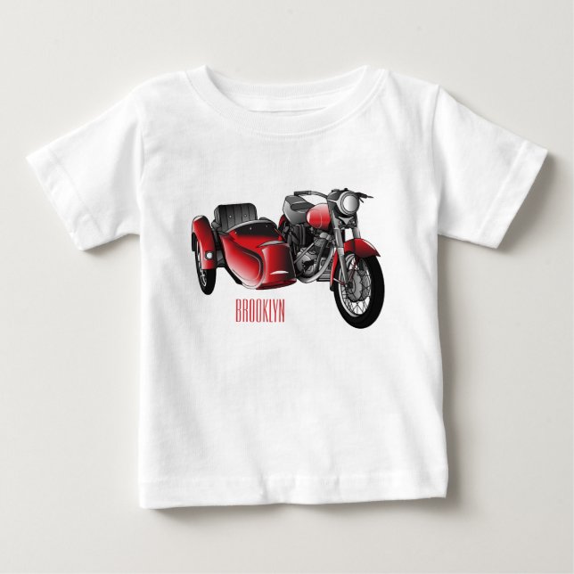 Sidecar-motorcykelns tecknad illustration t shirt (Framsida)