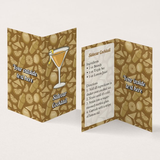 Sidecar Recipe Visitkort (In- och utsida)