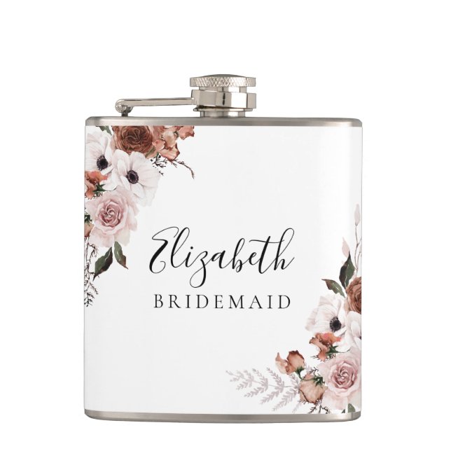 Siden Blommig Bröllopsdusch Flask Fickplunta (Framsidan)