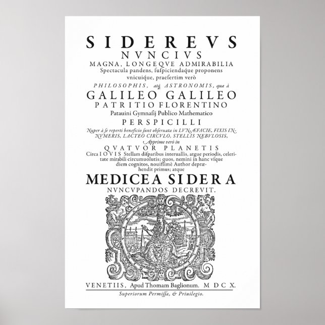 Sidereus Nuncius Poster (Framsidan)