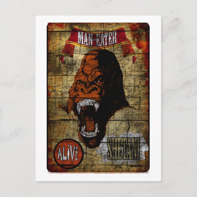 Sideshow Banner med Man Eating Gorilla Vykort (Framsida)