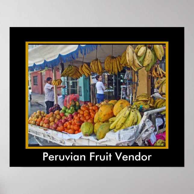 Sidewalk Fruit Vendor in Peru Poster (Framsidan)